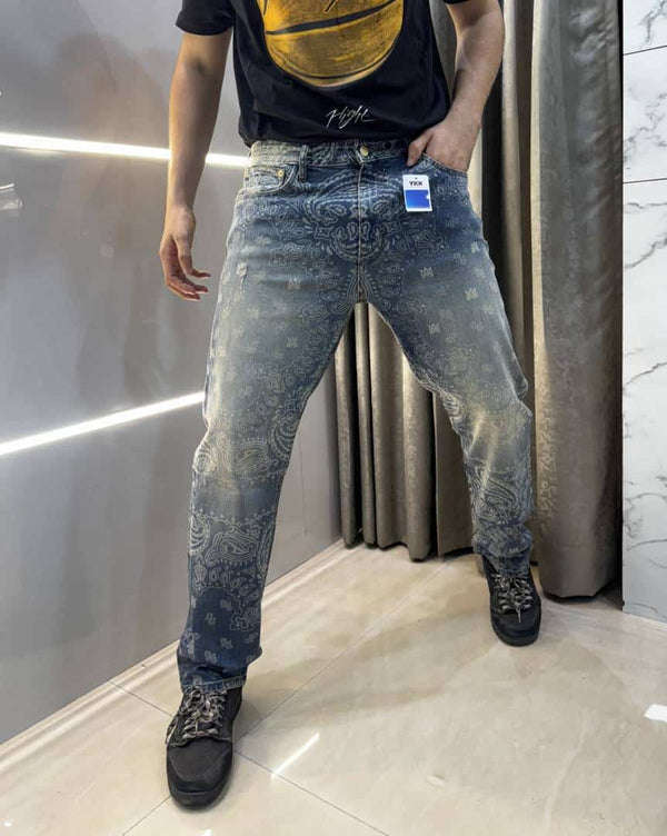 Amir i Greenish All Over Print Imported Designer Denim