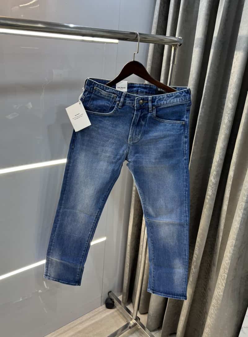 Balmai n Paris Mid Blue Pocket Logo Imported Denim
