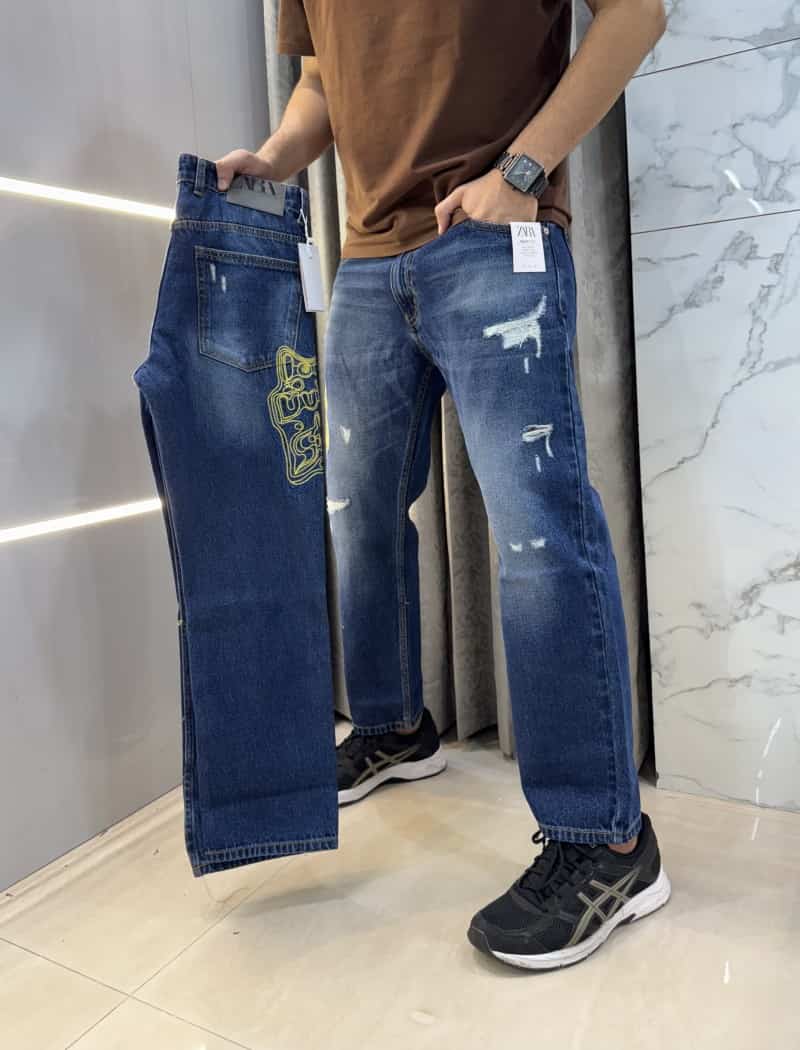 Zar a Blue Designer Premium Ripped Denim Main image