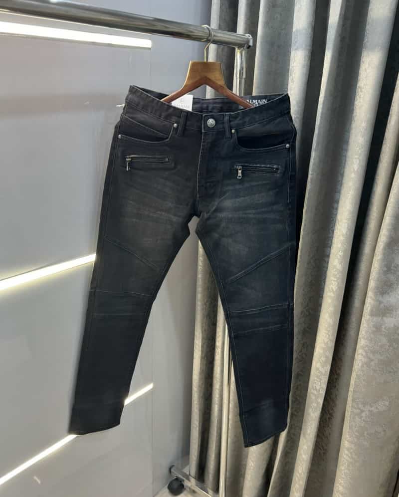Balmai n Paris Carbon black Pocket Logo Work Imported Biker Denim