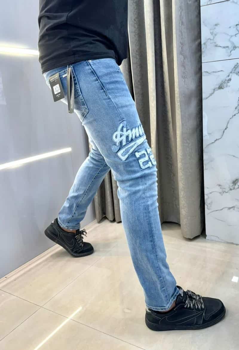 Amir i Sky Blue Embroidery Work Imported HyperfleX.. Denim Secondary image