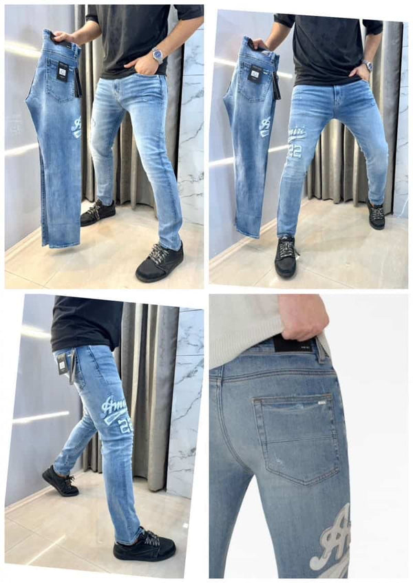 Amir i Sky Blue Embroidery Work Imported HyperfleX.. Denim