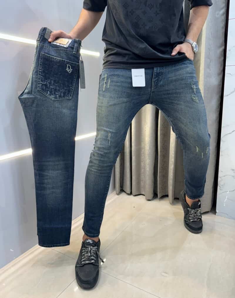 Christian Dio r Greenish Pocket Embroidery Work Imported Hyperflex Denim