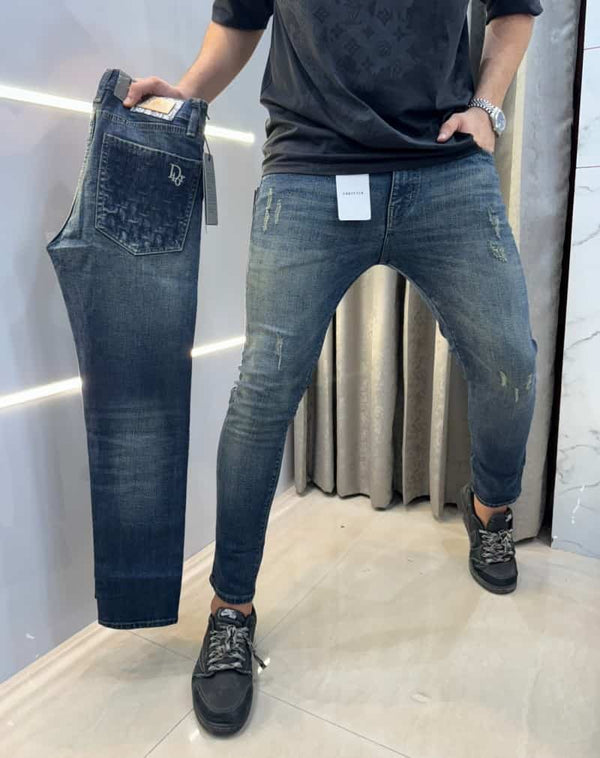 Christian Dio r Greenish Pocket Embroidery Work Imported Hyperflex Denim