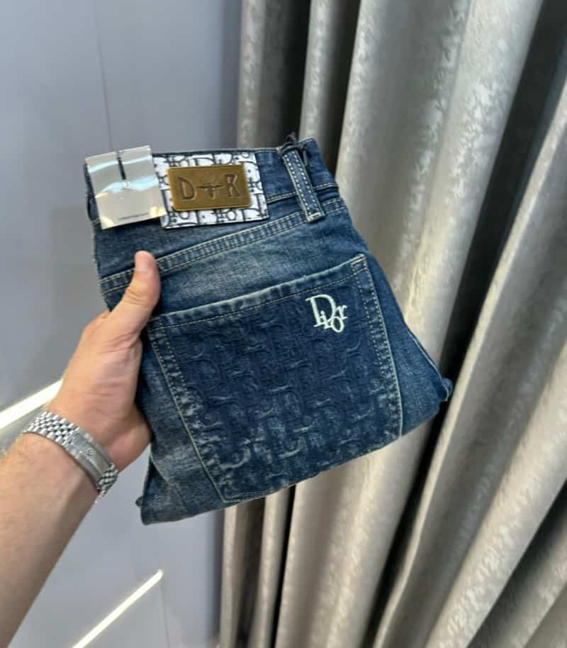 Christian Dio r Greenish Pocket Embroidery Work Imported Hyperflex Denim
