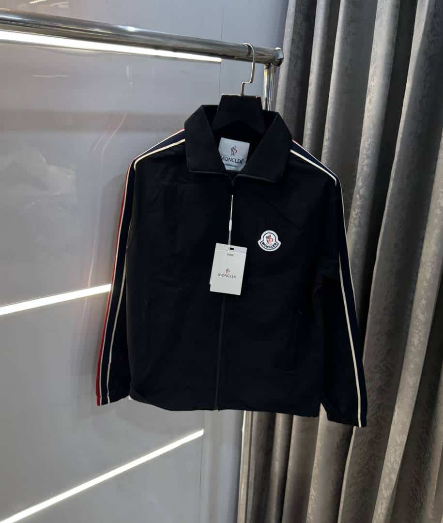 Moncle r Black Logo Work Imported Premium Bomber Jacket