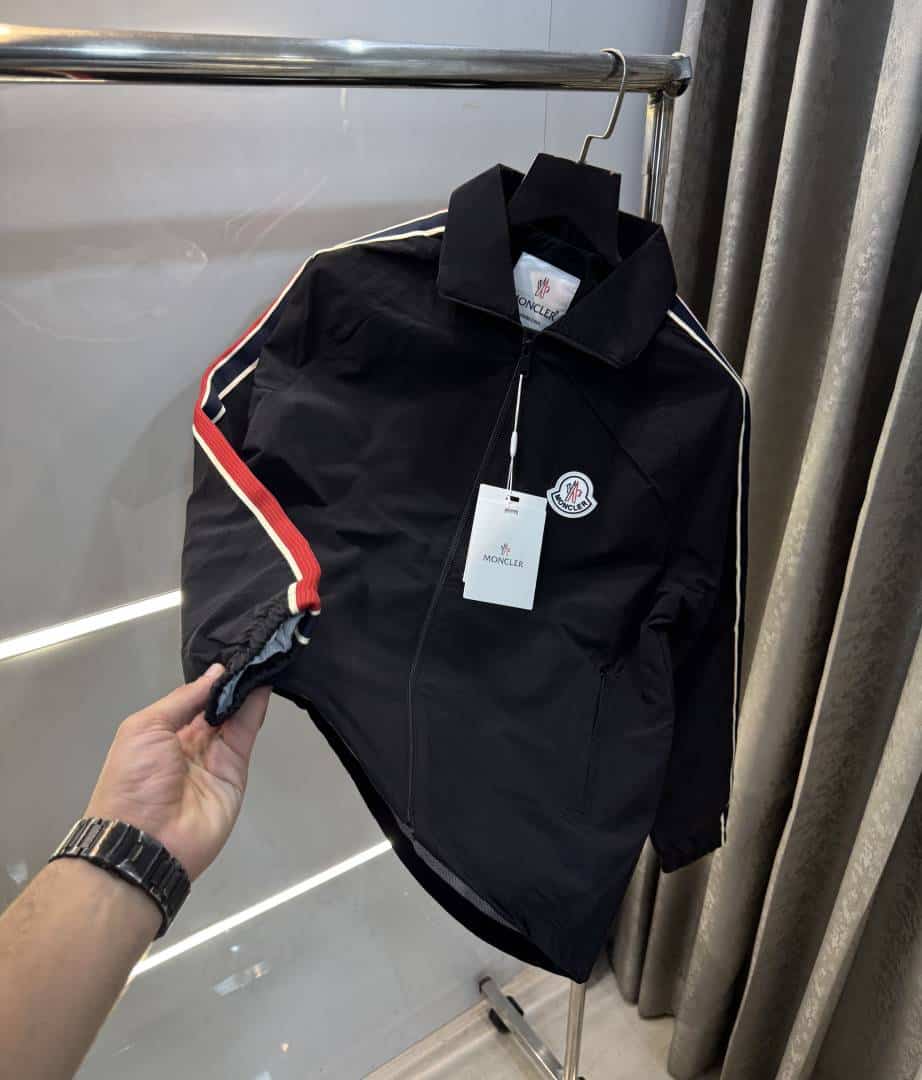 Moncle r Black Logo Work Imported Premium Bomber Jacket