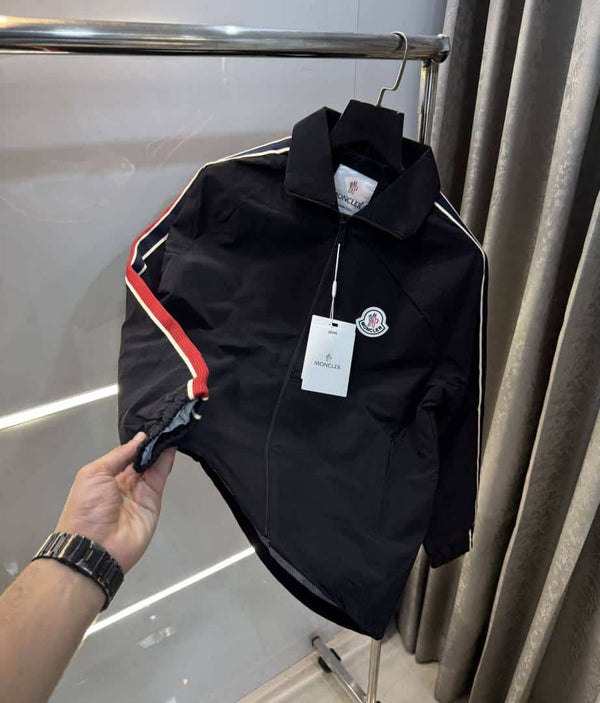 Moncle r Black Logo Work Imported Premium Bomber Jacket