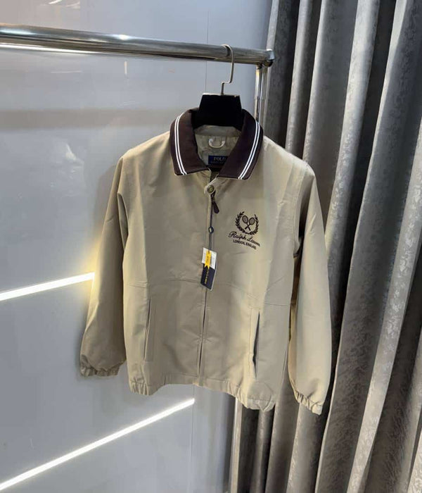 Ralp h Lauren Beige Tennis Club Edition Imported Premium Bomber Jacket