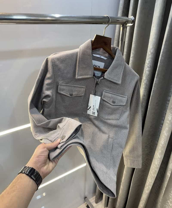 Zar a Light Beige Classic Premium Bomber Jacket