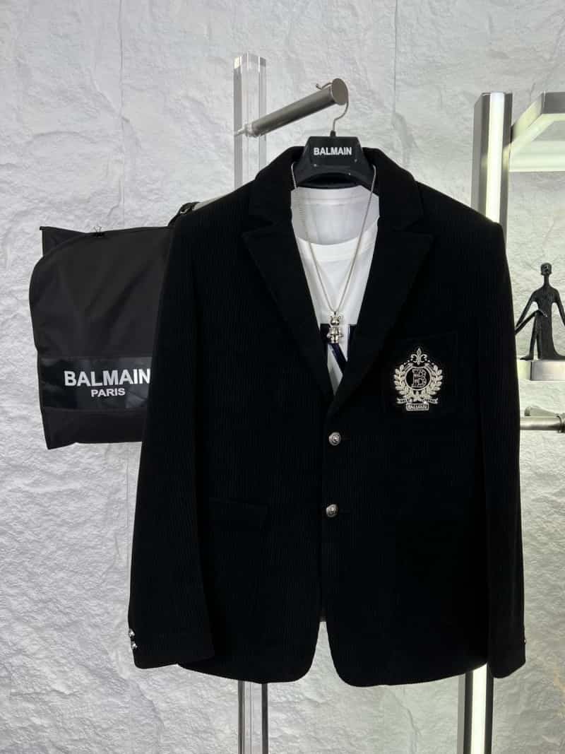 Balmai n Paris Black Embroidery Logo Imported Premium Blazer