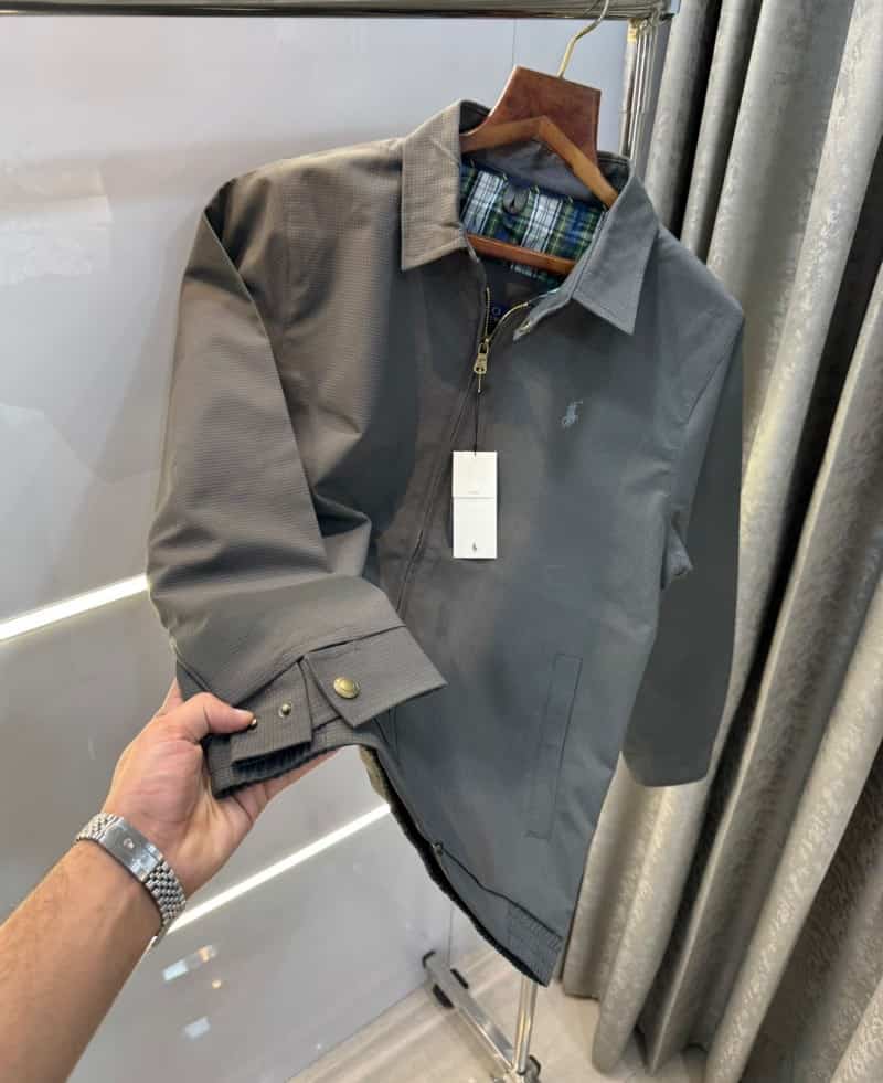 Ralp h Lauren Charcoal Embroidery Logo Premium Bomber Jacket
