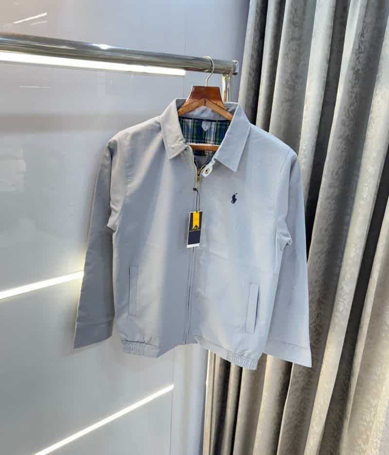 Ralp h Lauren Light Grey Embroidery Logo Premium Bomber Jacket Main image