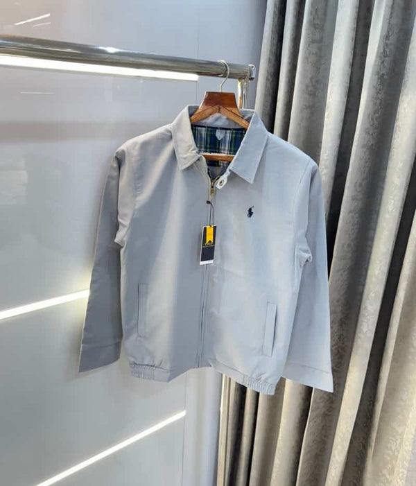 Ralp h Lauren Light Grey Embroidery Logo Premium Bomber Jacket