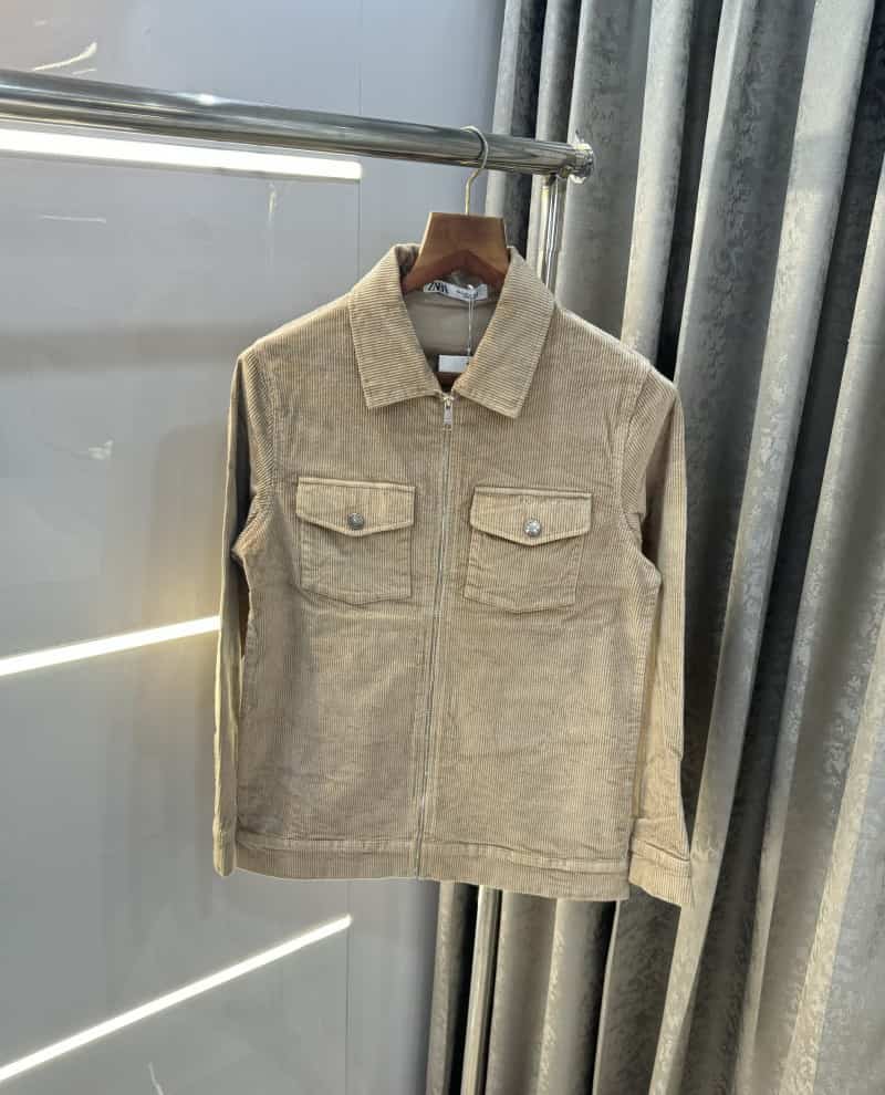 Zar a Beige Premium Classic Bomber Jacket Main image