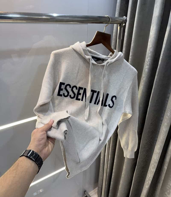 Essential Cream Imported Knitted Hoodie