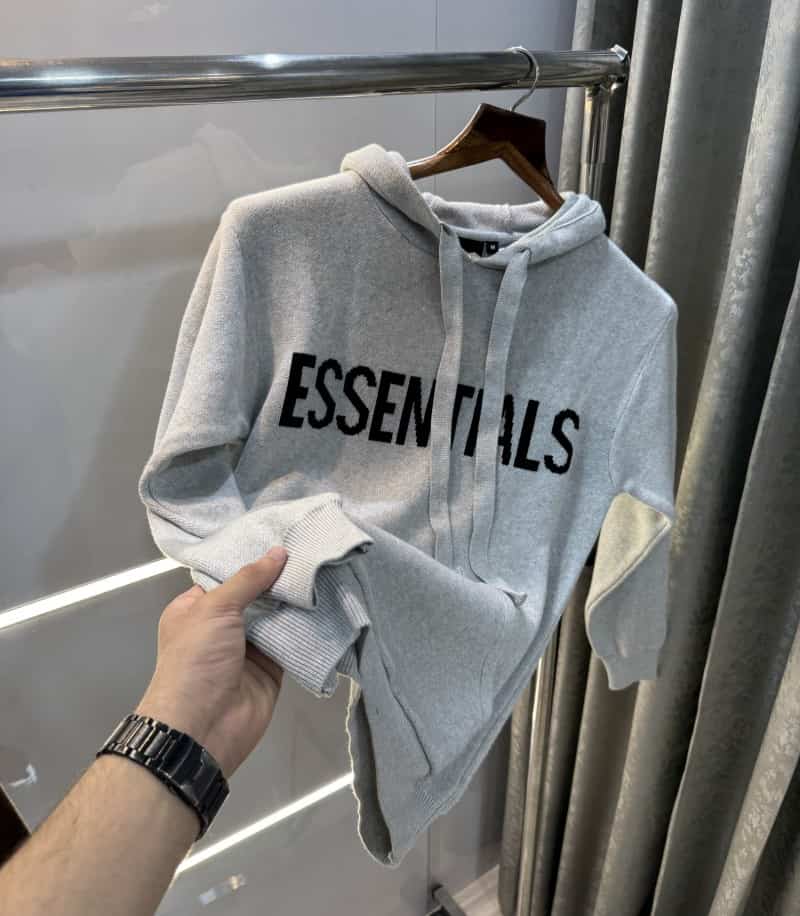 Essential Light Grey Imported Knitted Hoodie Main image