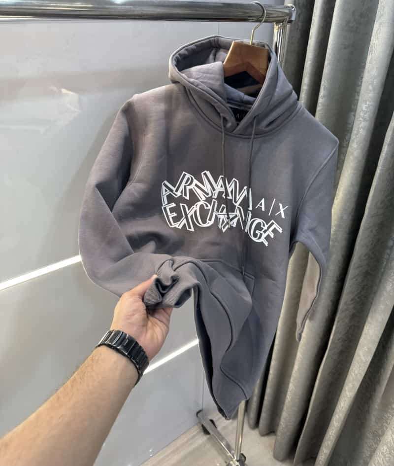 Arman i Exchange Grey Logo Print Imported Premium Hoodie Main image