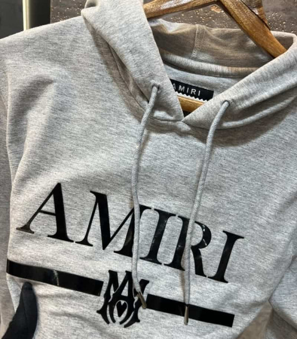 Amir i Light Grey Printed Premium Hoodie