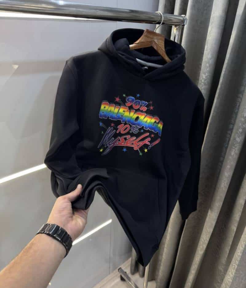 Balenciag a Black Logo Print Imported Premium Hoodie Main image
