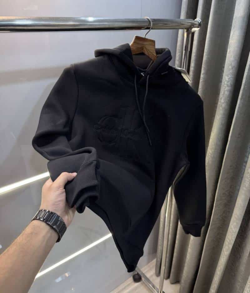Calvin Klei n Black Embroidery Logo Premium Hoodie