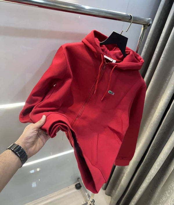 Lacost e Red Embroidery Logo Premium Zipper Jacket