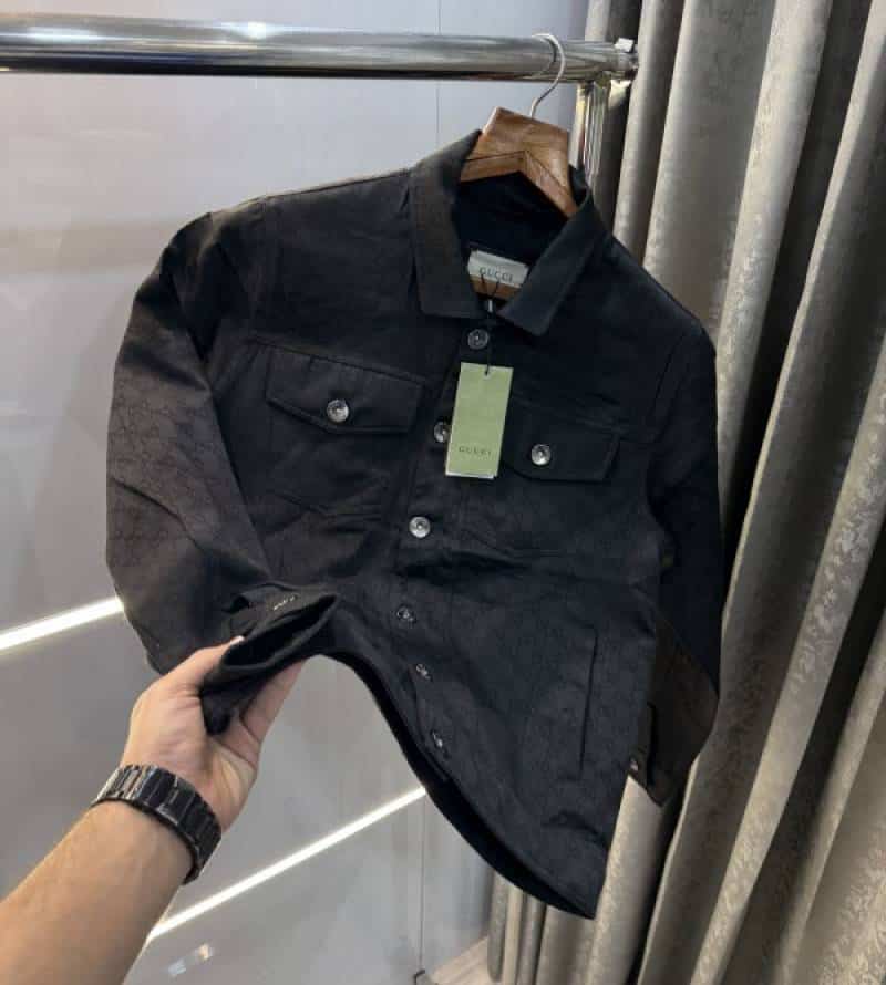 Gucc i Black monogram Imported Denim Jacket With Carry Bag
