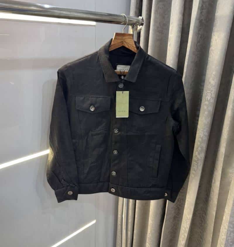 Gucc i Black monogram Imported Denim Jacket With Carry Bag