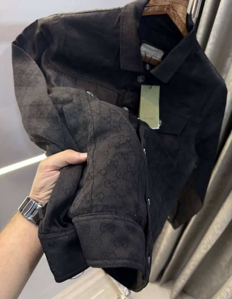 Gucc i Black monogram Imported Denim Jacket With Carry Bag