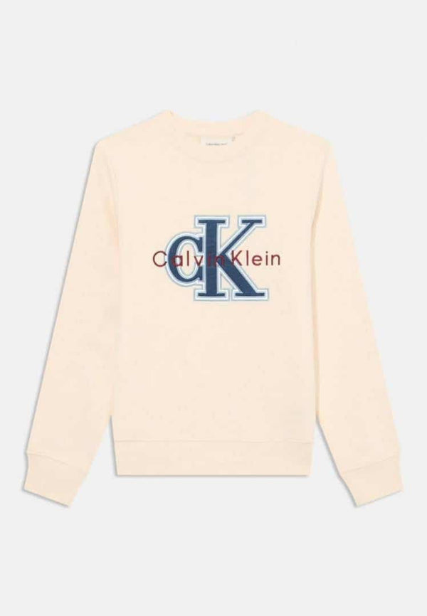 Calvin Klei n Cream Logo Work Premium Sweatshirt