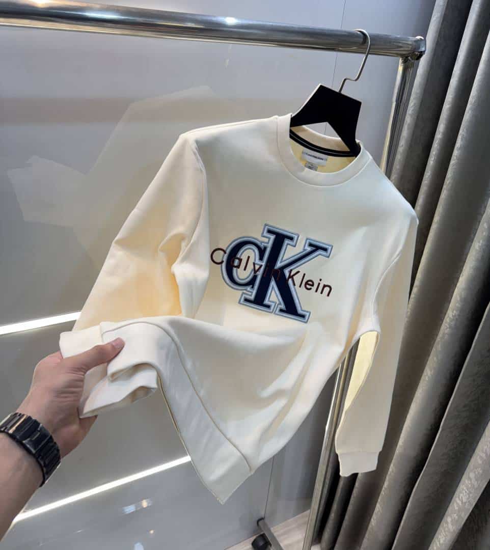 Calvin Klei n Cream Logo Work Premium Sweatshirt