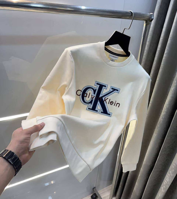 Calvin Klei n Cream Logo Work Premium Sweatshirt