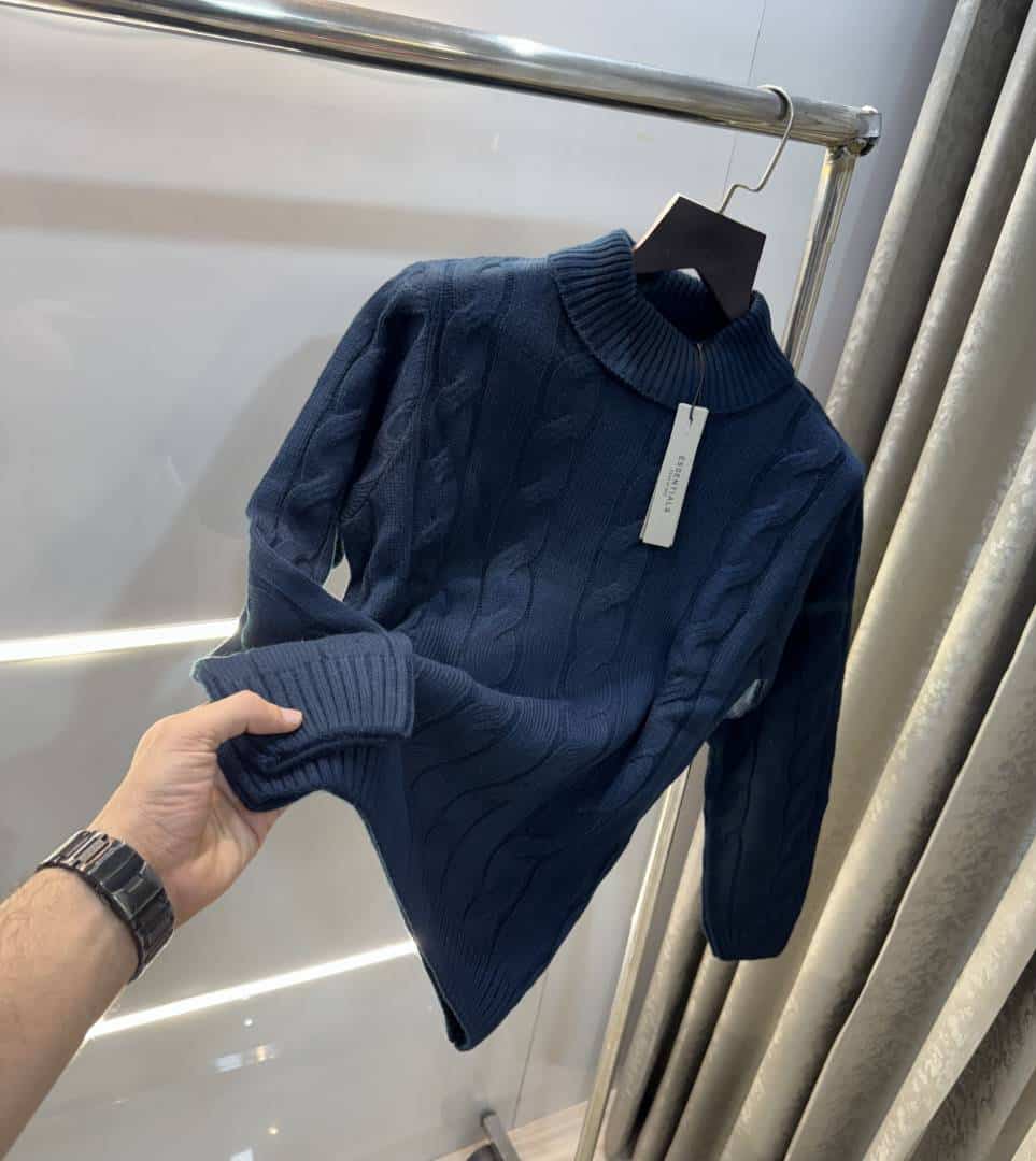 Essential Navy Blue Imported Knitted Turtle Kneck Pull Over Main image