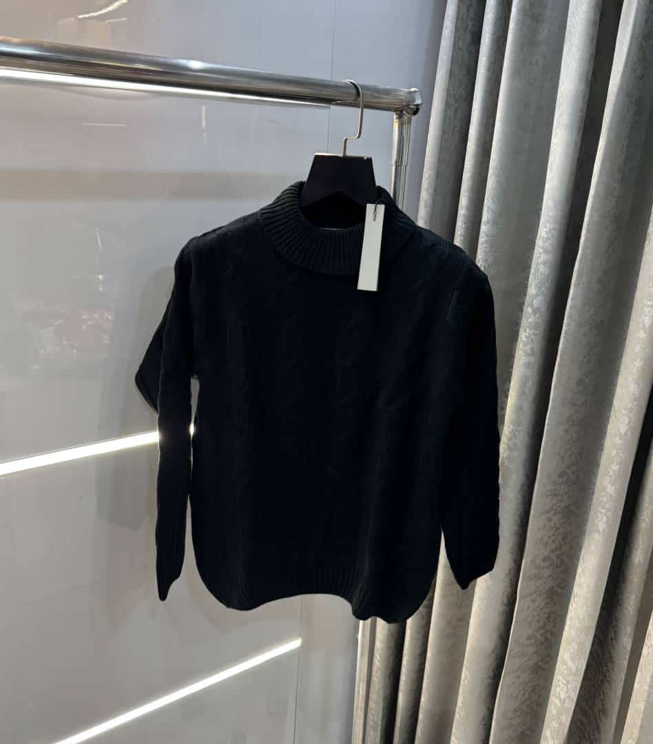 Essentia l Black Imported Knitted Turtle Kneck Pull Over Secondary image