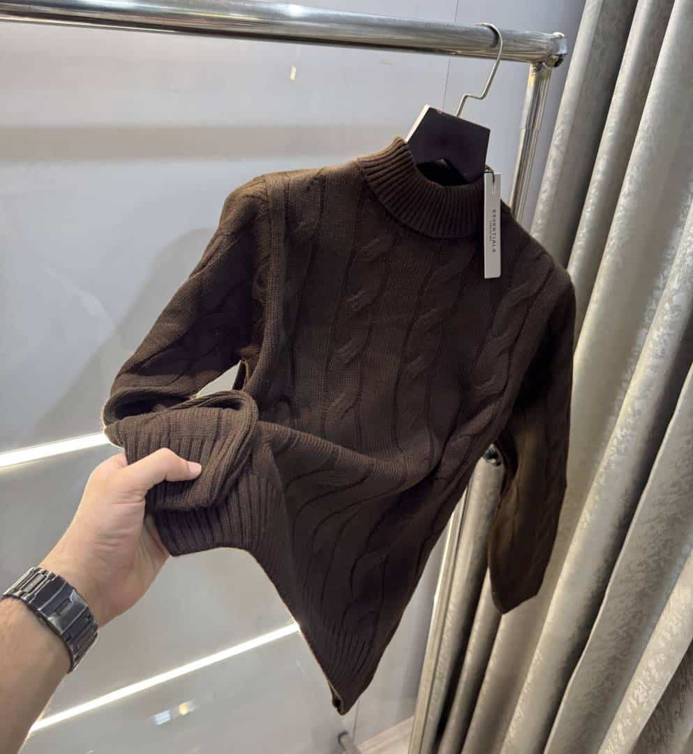 Essentia l Dark Brown Imported Knitted Turtle Kneck Pull Over Main image