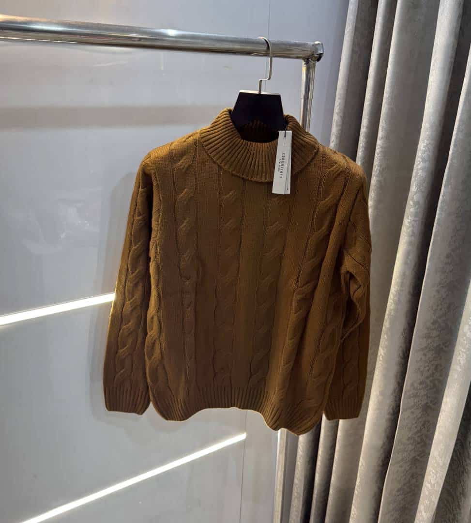 Essential Light Brown Imported Knitted Turtle Kneck Pull Over Secondary image