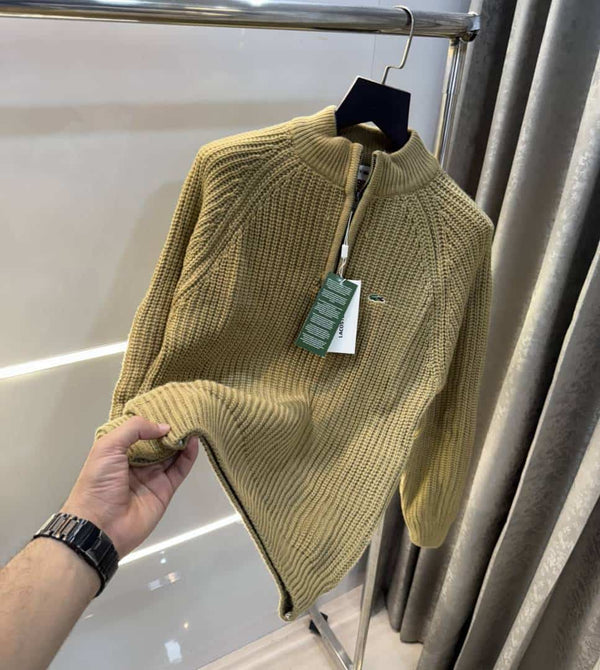 Lacost e Beige Embroidery Logo Imported Knitted Premium Pull Over