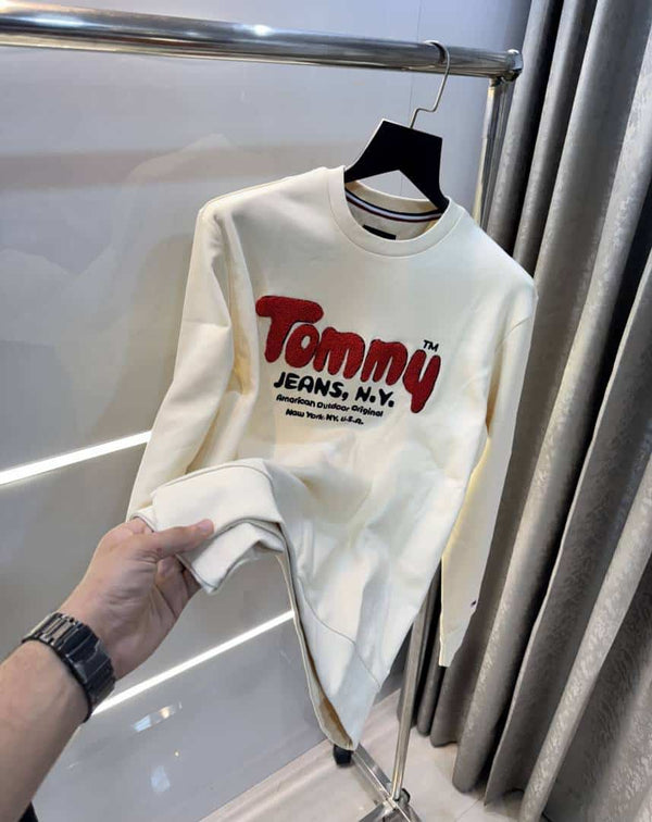 Tommy Hilfiger Cream Logo Work Premium Sweatshirt