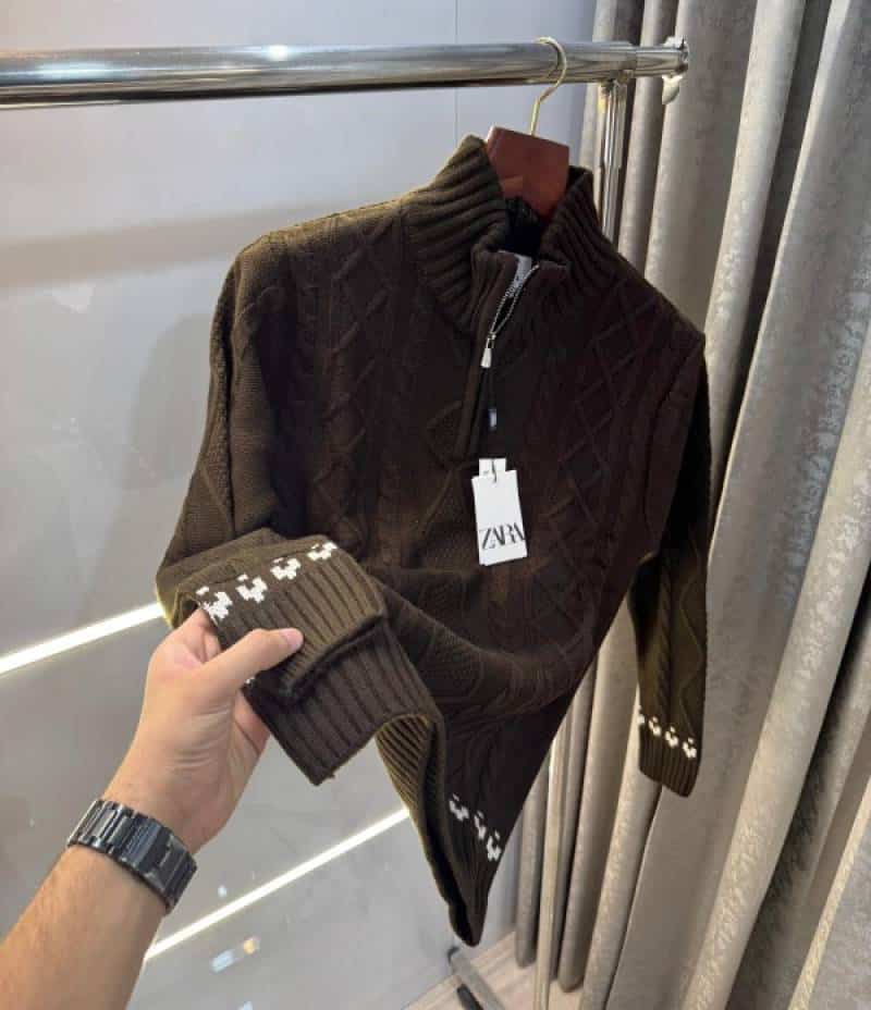 Zar a Brown Knitted Premium Pull Over Main image