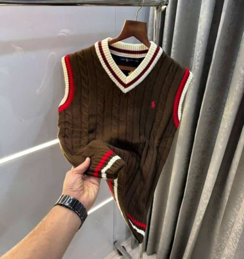 Ralp. Lauren Brown Premium Knitted Sleeveless Pull Over