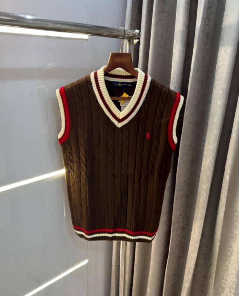 Ralp. Lauren Brown Premium Knitted Sleeveless Pull Over