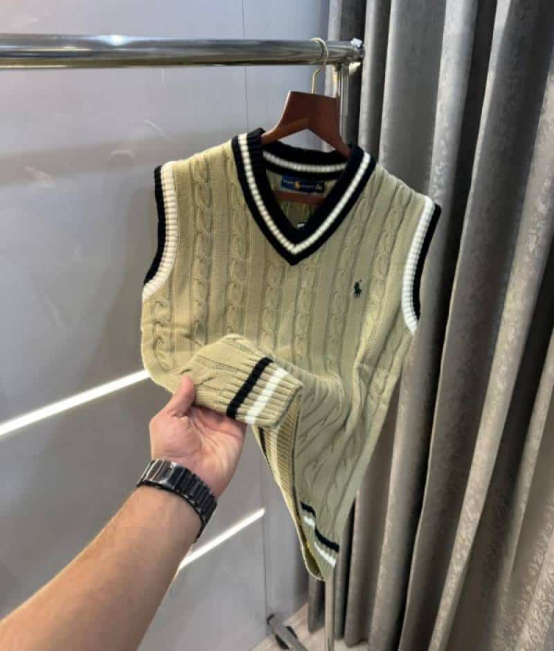 Ralp h Laure n Beige Premium Knitted Sleeveless Pull Over Main image