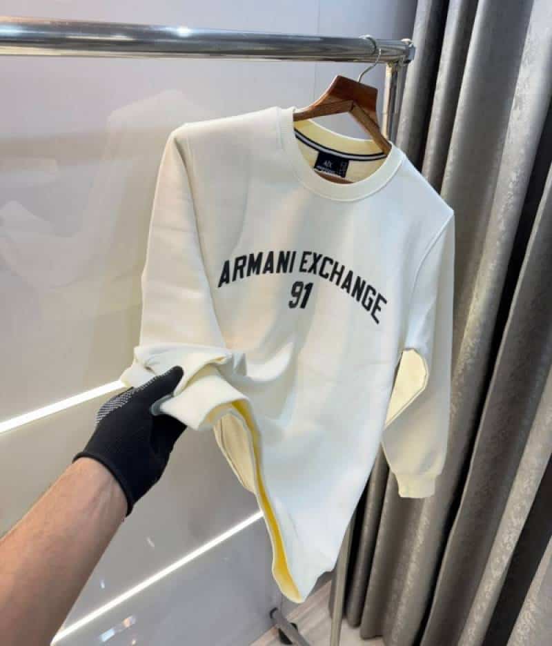 Arman i Exchange Cream Logo Print Premium Classic Sweatshirt