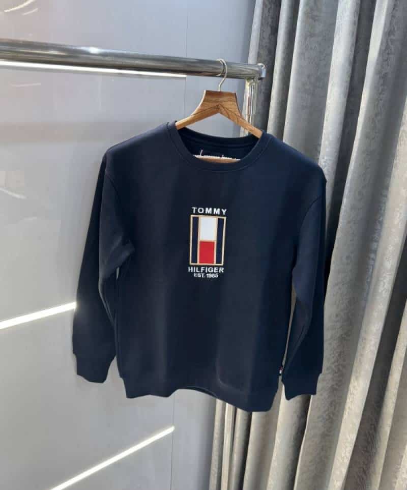 Tommy.  Hilfiger Navy Blue Embroidery Logo Premium Sweatshirt