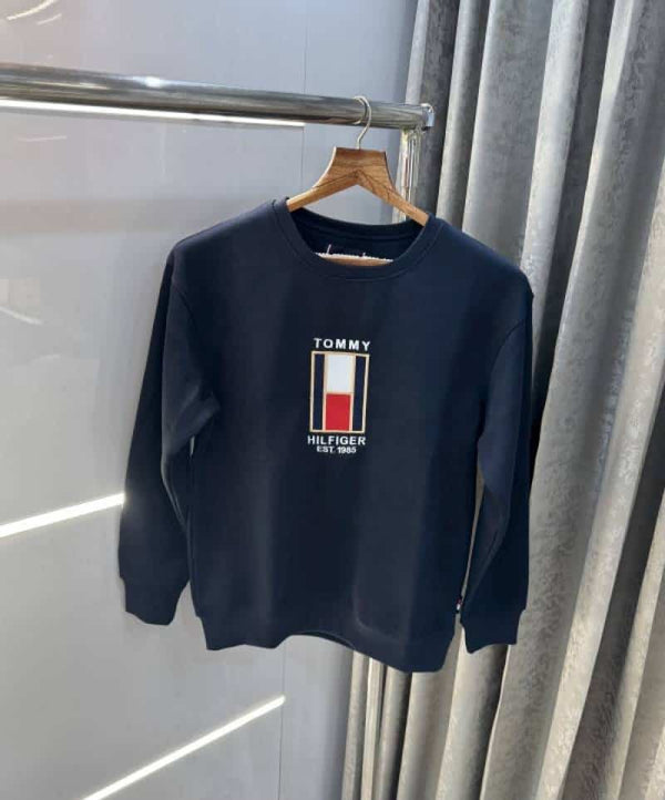 Tommy.  Hilfiger Navy Blue Embroidery Logo Premium Sweatshirt