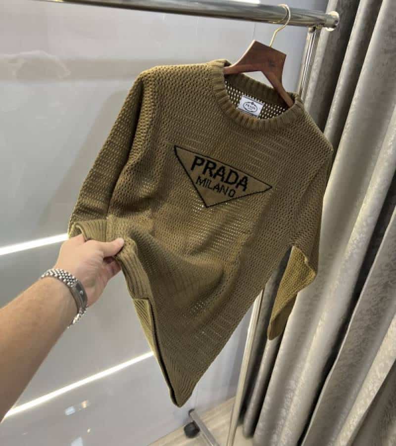 Prad a Milano Light Brown Knitted Imported Seen Through Pull Over