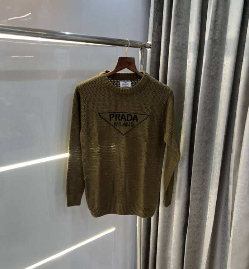 Prad a Milano Light Brown Knitted Imported Seen Through Pull Over