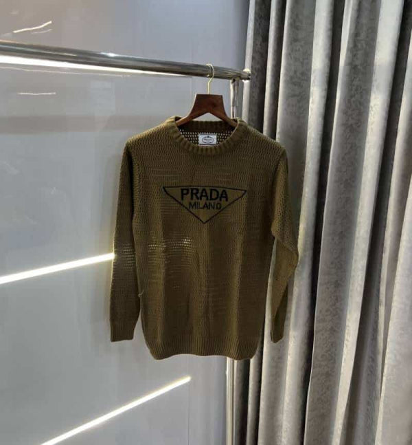 Prad a Milano Light Brown Knitted Imported Seen Through Pull Over