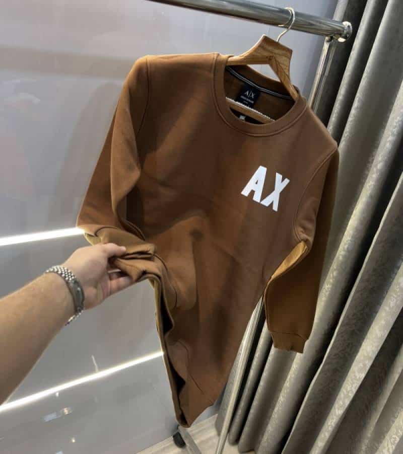 Armani Exchange Brown Logo Print Premium Classic Sweatshirt Main image
