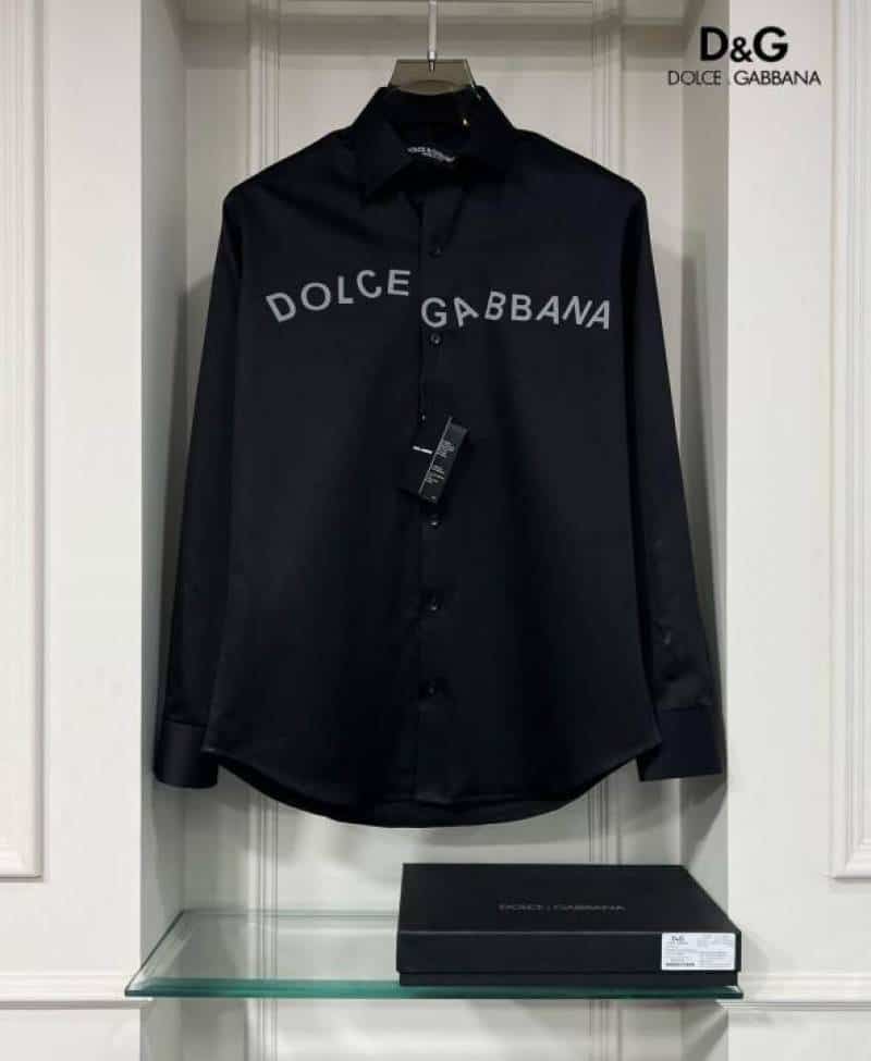 Dolce&Gabbana Black Reflective Logo Shirt With Premium BoX Packing